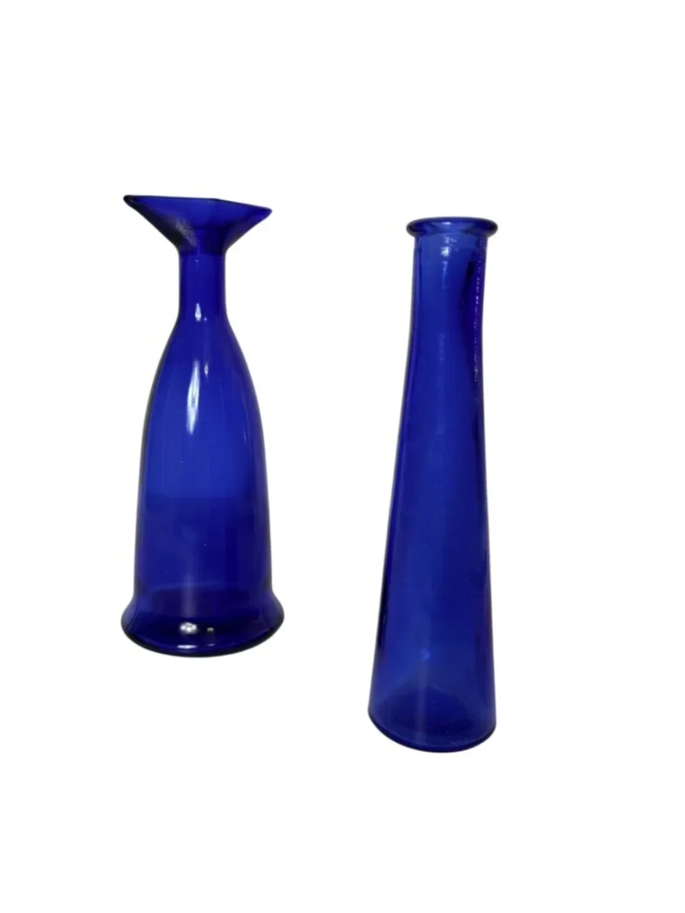 French Cobalt Blue Art Glass Bud Vases Vintage Pair MOD DEP France MCM Set of 2 - Picture 11 of 16